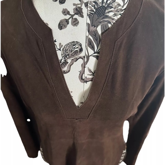 Stetson Chocolate Brown Supple Suede Leather Tunic W/Western Style Stitching L - Picture 2 of 16